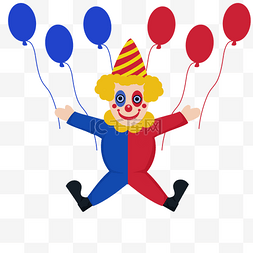 靛蓝的小丑图片_放气球的可爱小丑