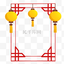 中国风黄色的灯笼边框