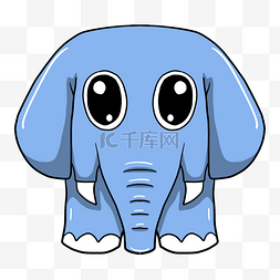 手绘蓝色大象插画