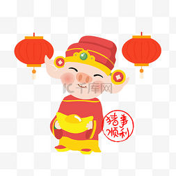 贺岁语图片_红色吉祥猪