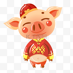 新年吉祥动物图片_2019新年猪年可爱吉祥红色小猪免