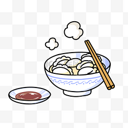 饺子料图片_手绘一碗饺子插画