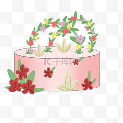 漂亮的花朵蛋糕插画