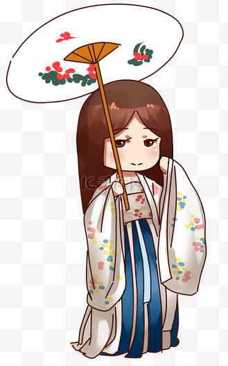中国风复古风古风汉服拿伞女性角色
