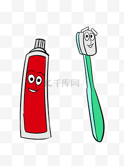 关爱牙齿插画图片_儿童牙膏牙刷刷牙可商用元素