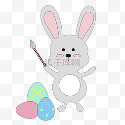 复活节画鸡蛋图片_复活节画彩蛋的小兔子