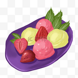 轻食沙拉插画图片_红色的草莓沙拉插画