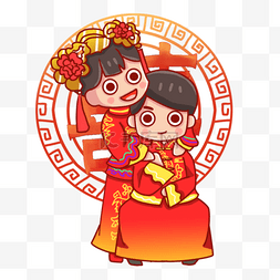 中国风双喜图片_Q版中国风古风婚礼
