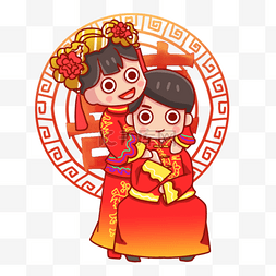 敬酒服礼服图片_Q版中国风古风婚礼