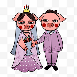 手绘矢量卡通可爱猪年小猪形象