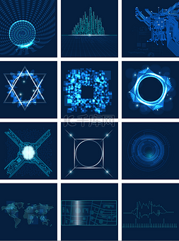 科技炫酷图形图片_电子科技蓝色质感炫酷图形