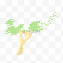 绿色手绘植物图片_树木卡通自然插画
