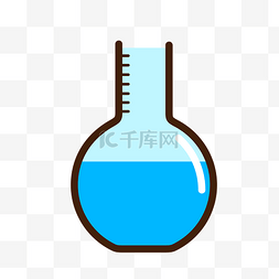 刻度烧瓶图片_蓝色手绘圆角量杯元素