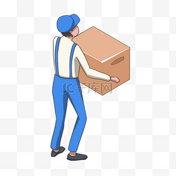 货物运输组图图片_手绘搬运货物的快递小哥插画
