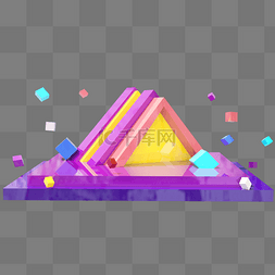 双十一效果字体图片_C4D双十一狂欢节紫色三角形舞台装