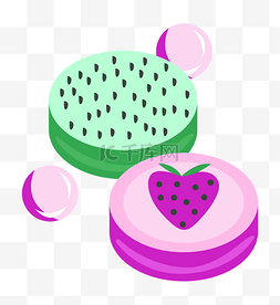 2.5D紫色的草莓蛋糕插画