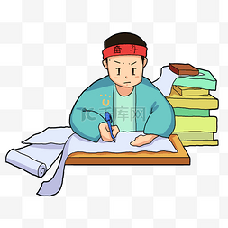 认真学习的图片_认真学习可爱的男孩卡通手绘插画