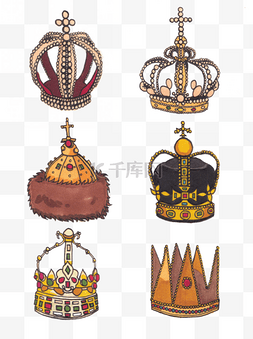 手绘风插画珍珠宝石荣誉皇冠设计