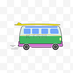 背景素材装饰图图片_绿色大巴车交通工具