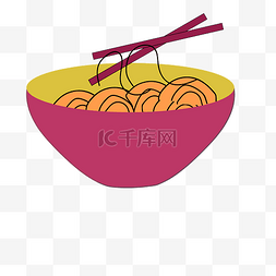 筷子夹着粉图片_彩色手绘面食美食元素