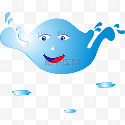 图标水滴图片_可爱卡通蓝色拟人水珠