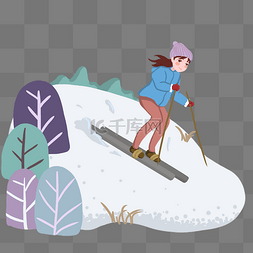 冬季滑雪小女孩