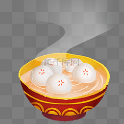 美味的小汤圆图片_红色创意一大碗小汤圆元素
