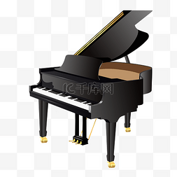 一台钢琴图片_黑色的进口钢琴插画