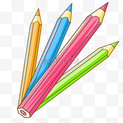开学系列图片_校园文具系列彩色铅笔手绘插画