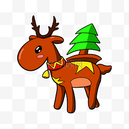 手绘圣诞驯鹿插画