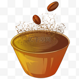 卡通漂浮的咖啡豆插画