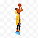篮球运动健身投篮动作欧美风格卡通人物造型免抠图