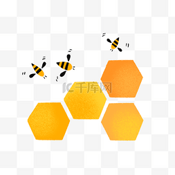 采花粉的蜜蜂图片_可爱手绘蜂巢和蜜蜂