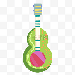 绿色的乐器吉他插画