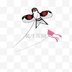 白色燕子插画图片_手绘燕子风筝插画