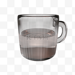 玻璃杯液体图片_C4D风格装着水的玻璃杯素材PNG