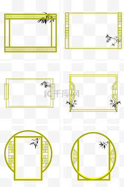 花样边框素材图片_中国风四方墨竹