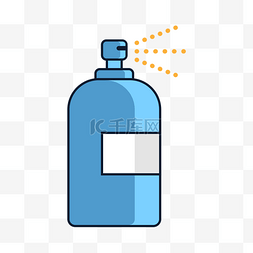 卡通蓝色瓶子喷剂矢量图标免抠图