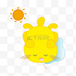 太阳下载图片_夏天热化的猫手绘矢量图