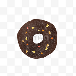 巧克力甜甜圈手绘图片_巧克力甜甜圈免抠