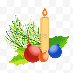 圣诞节蜡烛挂球插画