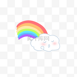 清新彩虹卡通图片_卡通可爱瞌睡云朵和彩虹