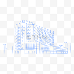 扁平手绘线条科技商务大楼