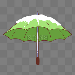 绿色雨伞插画图片_绿色的积雪雨伞插画