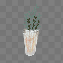 手绘花瓶植物摆件