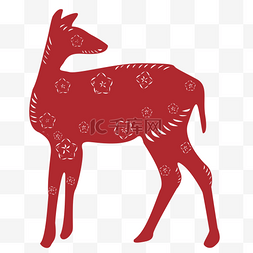 红色的梅花鹿免抠图