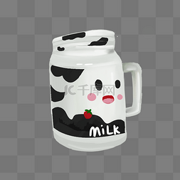 可爱表情牛奶杯