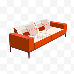 白色沙发png图片_红色的2.5D沙发