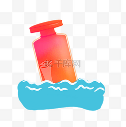海面上的图片_红色的梦幻漂流瓶
