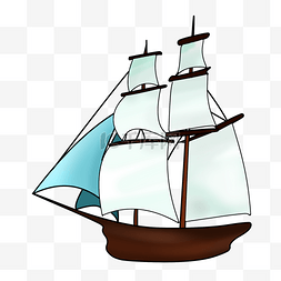 海上帆船卡通图片_手绘航海大帆船插画